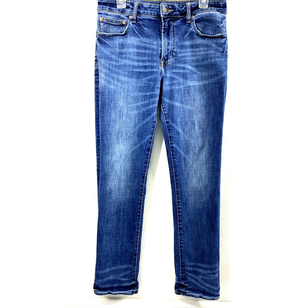 American Eagle Jeans Mens 32 x 30.5 Blue Medium Wash Denim Distress Straight